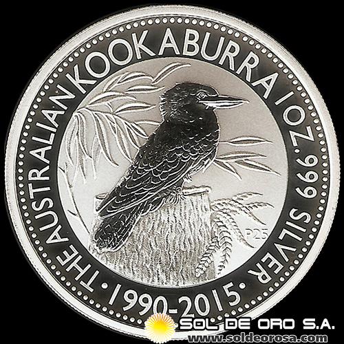 AUSTRALIA - AUSTRALIAN KOOKABURRA - 1 DOLLAR - ELIZABETH II - 2015 - MONEDA DE PLATA